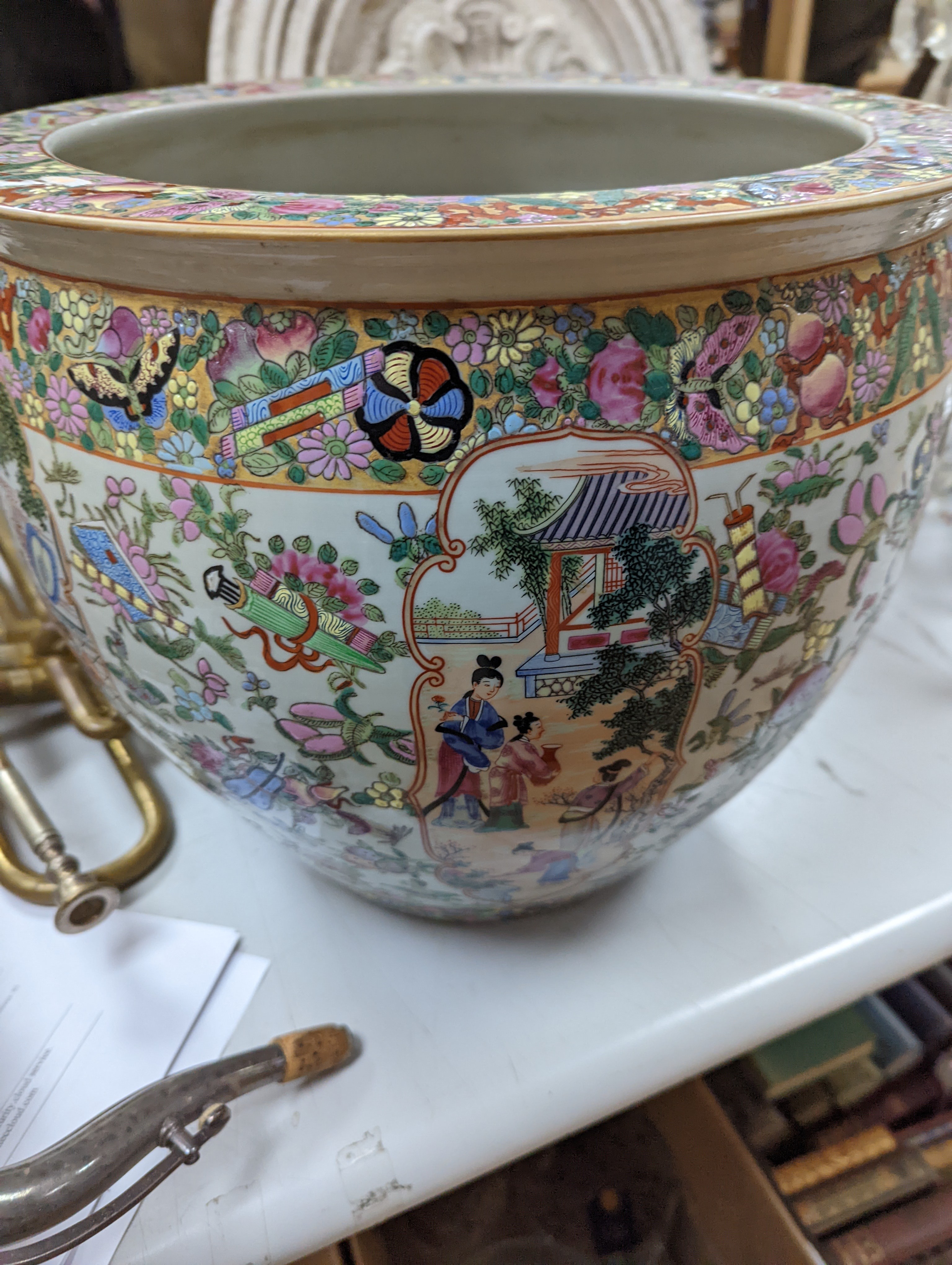 A Chinese famille rose fish bowl 32cm